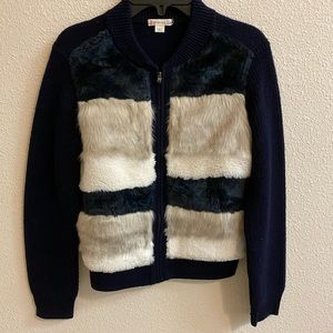 Girls faux fur layered sweater jacket crewcuts 12